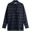 Vintage Loose Brushed Plaid Shirt Men Shirts Blue J326183