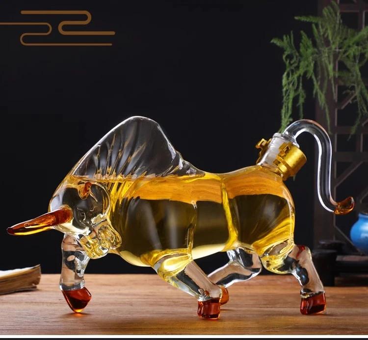 

Thickened bull glass bubbly bottle Creative Craft Whiskey decanter Family drink gift glass