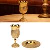Kiddush Cup Set European   Multifunctional Vintage Stemmed Wine Cup and Plate for Wedding Festivals