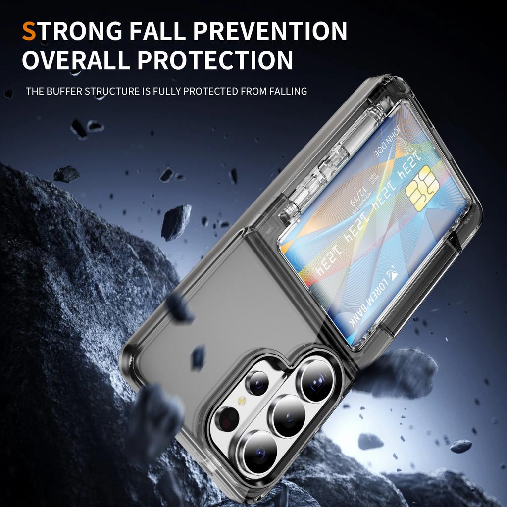 Case for Samsung S26 S25 S24 S23 S22 Ultra Transparent Card Holder Protective Case Full Coverage Plain Shock Proof Anti-Scratch