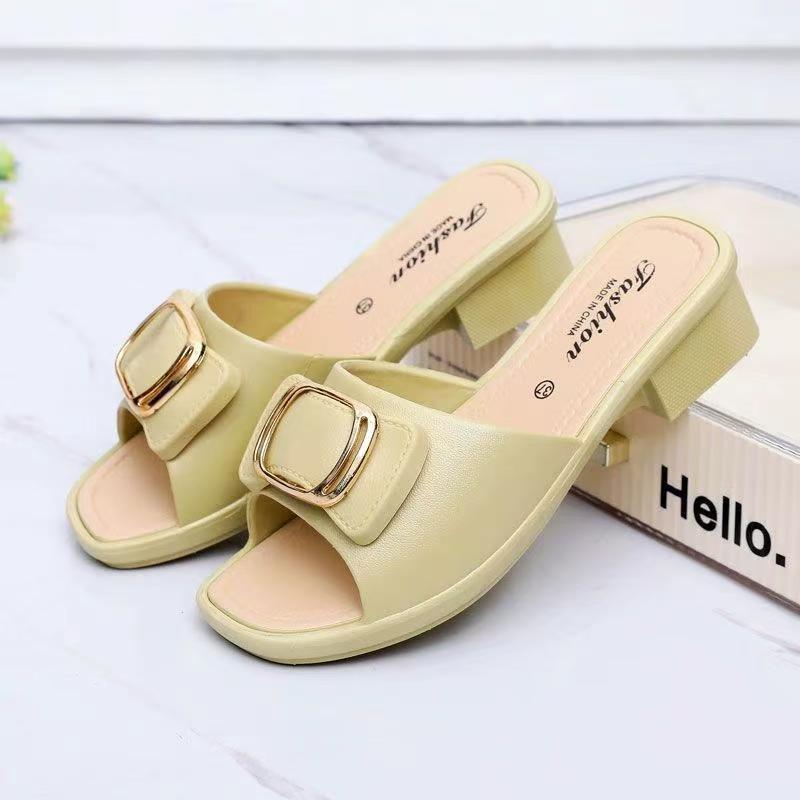 

New slope heel bow slippers women wear thick bottom non-slip outside the home, summer fashion women s word beach sandals 40
