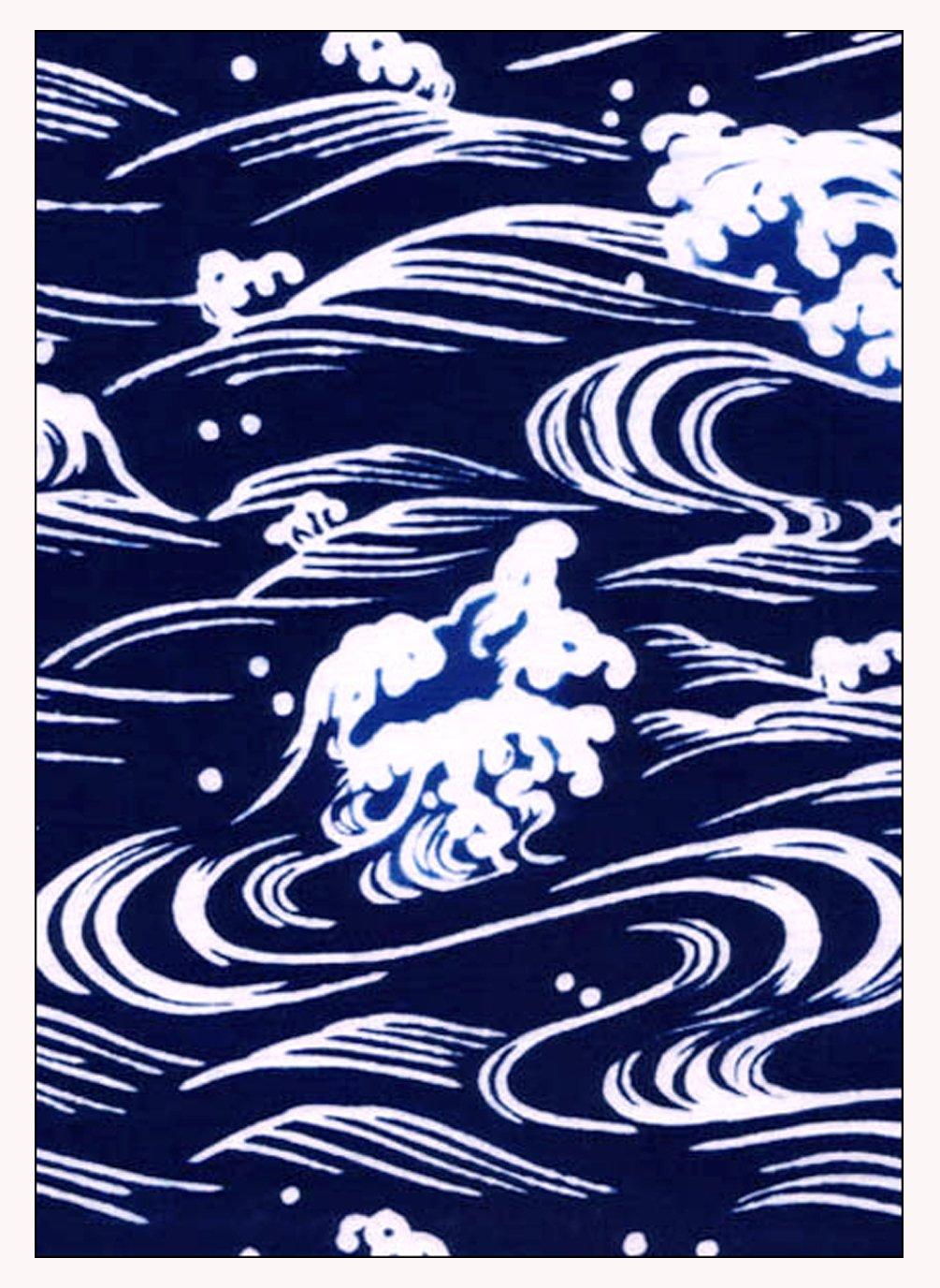

Tenugui Made in Japan Rough Waves Niwa-zome (hand towel) - Chu-dyed, 100% cotton, -