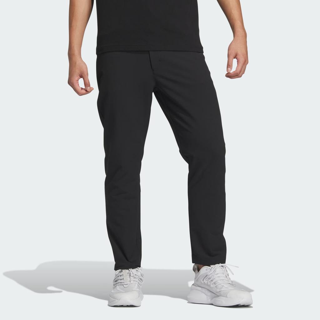 Adidas Business Casual Slim-Fit Pants Solid Color Logo Straight Leg Sports Trousers Men Pants Black IZ1588