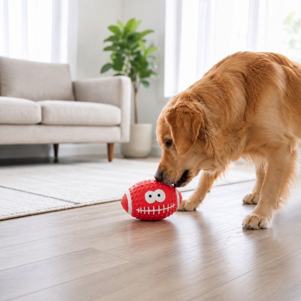 3 pcs Oval Shape Dog Squeaky Ball Smiley Face Pattern Dog Chew Toy Dog Training Toy Puppy Teething