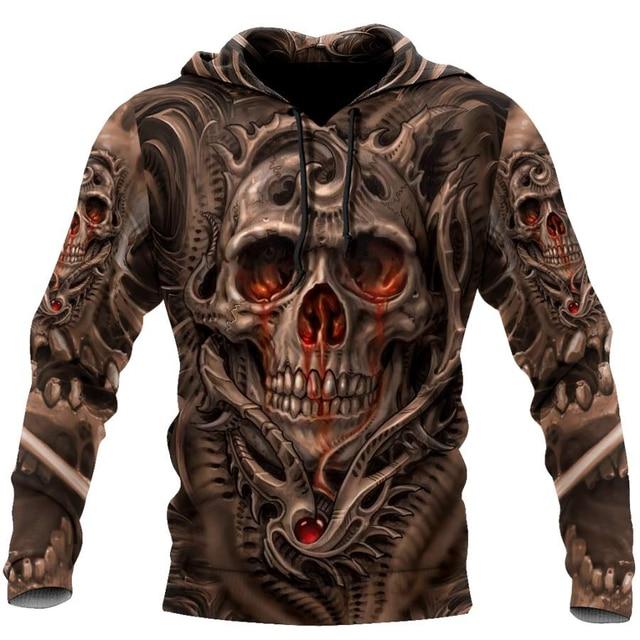 3D Printed Skull Graphics Men's Hoodie Tops Fashion Unisex Sweatshirt Spring Hip Hop Streetwear Oversized Casual Men's Clothing