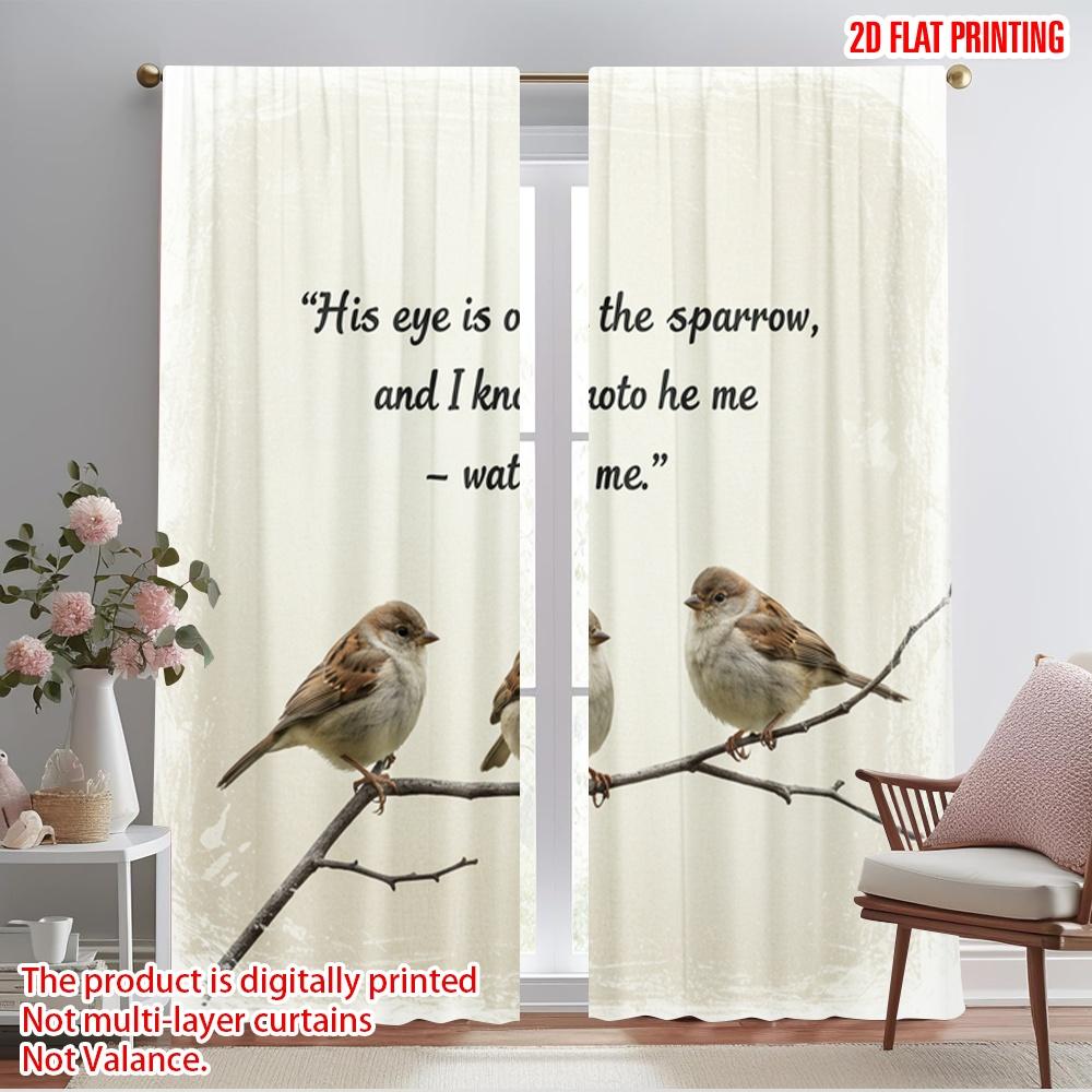 

2pcs 2D flat printing Window Curtains His Eye Sparrow Watches Me Fabric Without Electricity Festive Curtains Perfect for Yard & 52.50×116.00 CM 2pcs