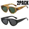 2PACK Retro Big Frame Cat Eye Sunglasses Women Men Luxury Brand Outdoor Driving Summer Traveling Sun Glasses UV400