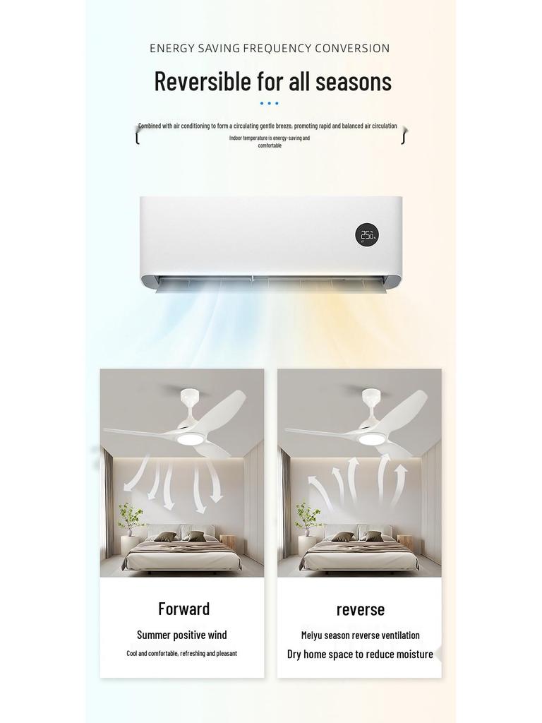 Smart Remote-Control LED Ceiling Fan with Silent Variable Frequency for Living and Dining Rooms