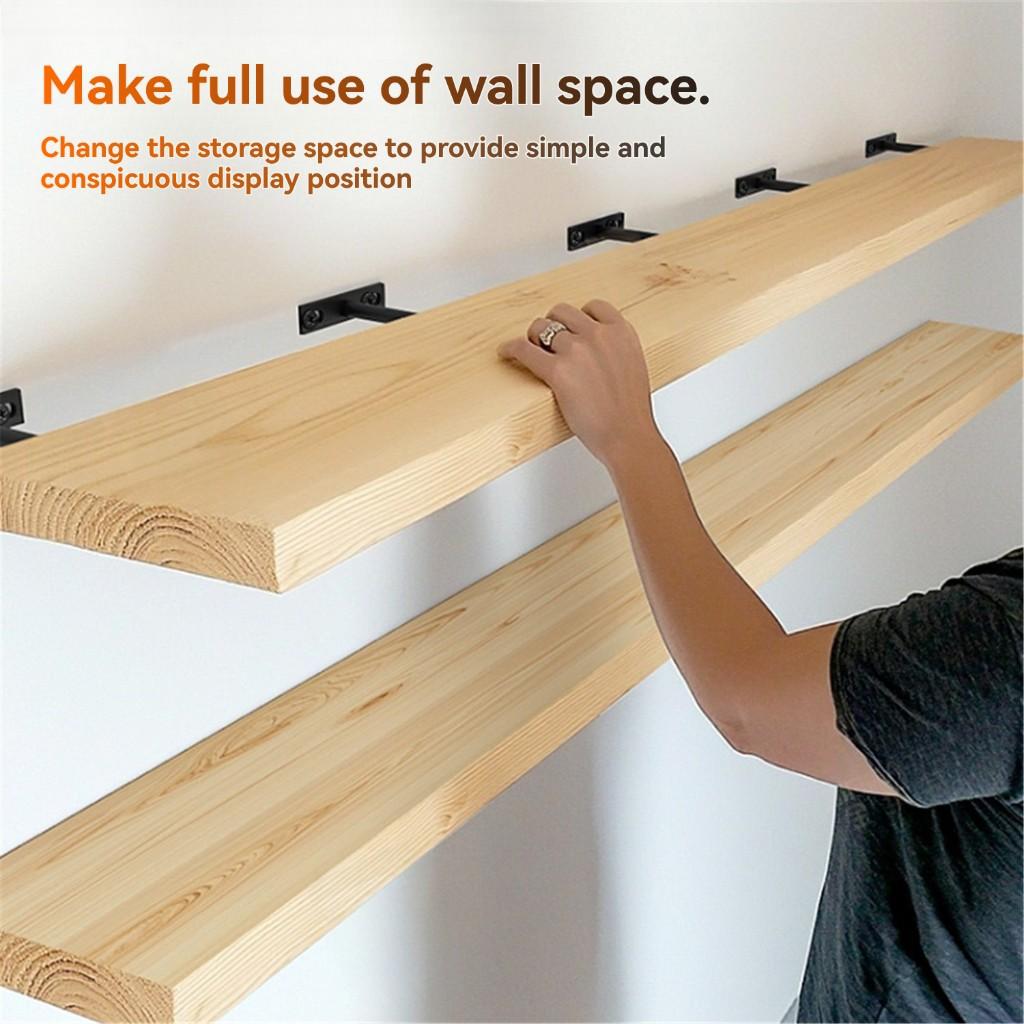 Set of 6 Concealed Fixed Brackets 128 Mm 5-inch Metal Flat Brackets Suspended Shelf Brackets with Screws and Expansion Tubes Concealed Shelf