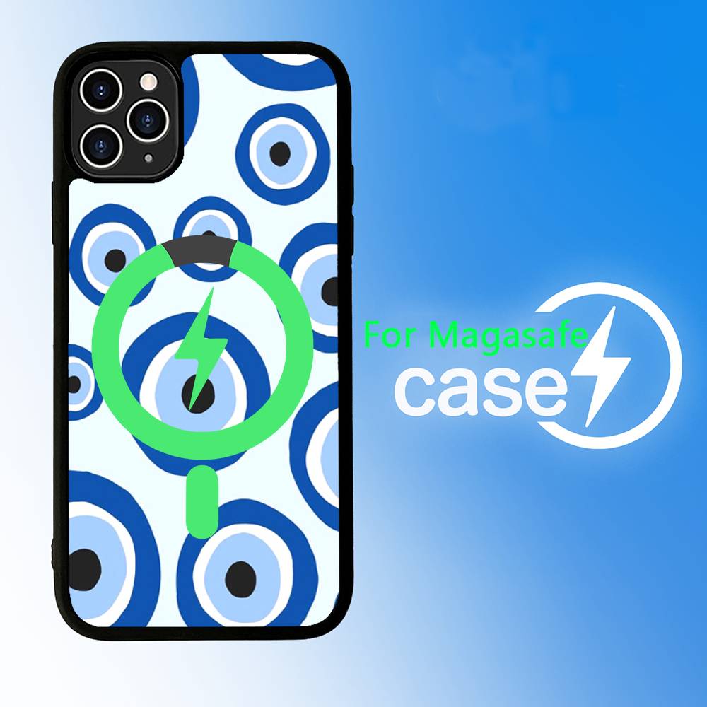 Lucky Eye Blue Evil Eye Phone Case For iPhone 16 15 14 13 12 11 17 Pro Max Plus Magnetic Wireless Cover