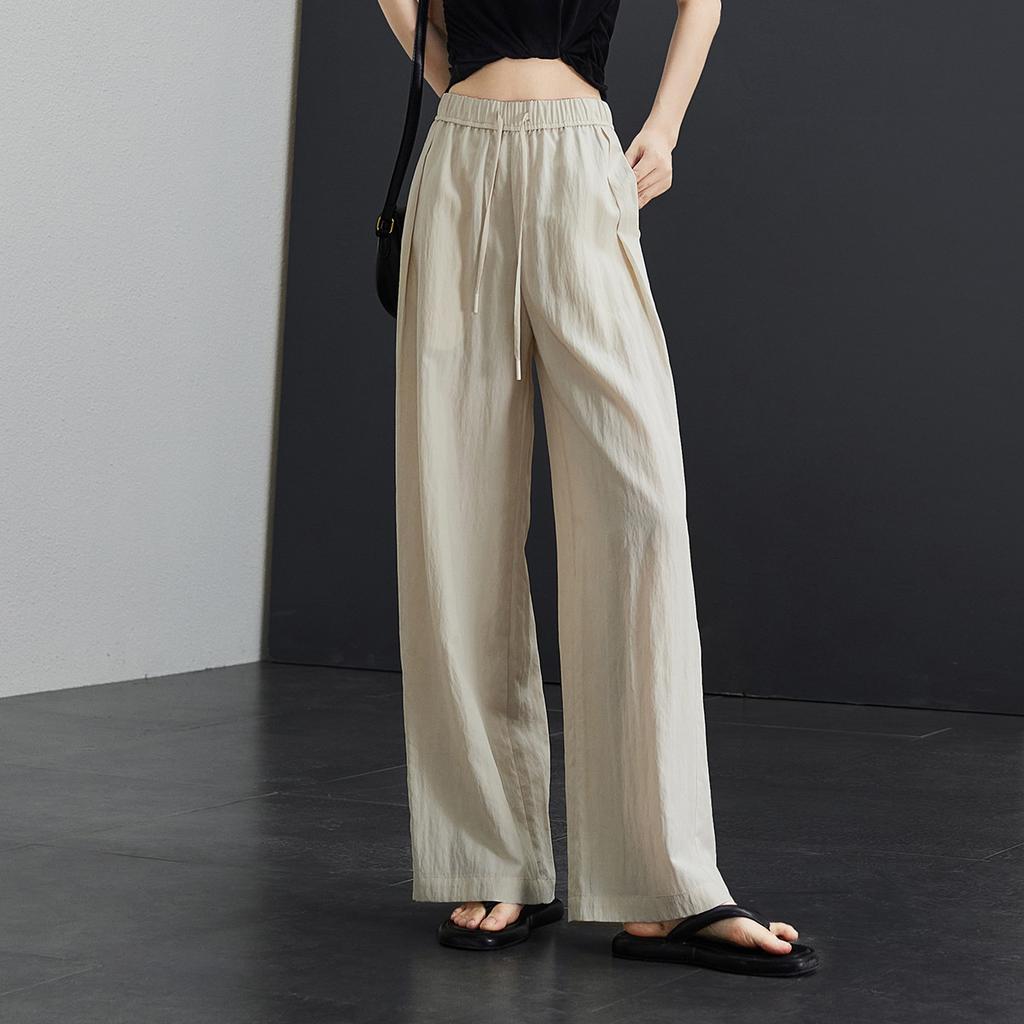 Elastic Waist Tie Thin Wide Leg Pants for Women In Summer 2025, Fashionable, Loose and Versatile, Slimming and Floor Hugging Pants