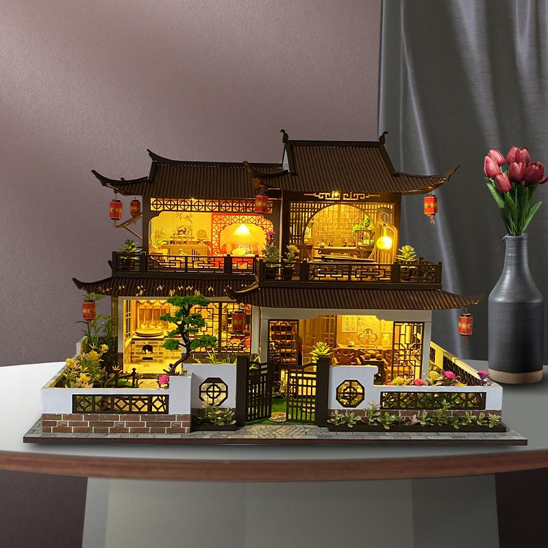 Diy Hut Antique Xixi Flower Room Wooden Hand-Assembled Building Large Villa Toy Creative Gift