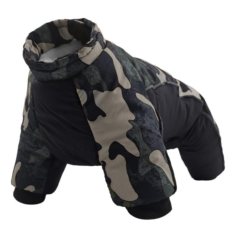 Camouflage Fleece-Lined Dog Coat: Warm, Thickened, Four-Legged Design for Autumn & Winter