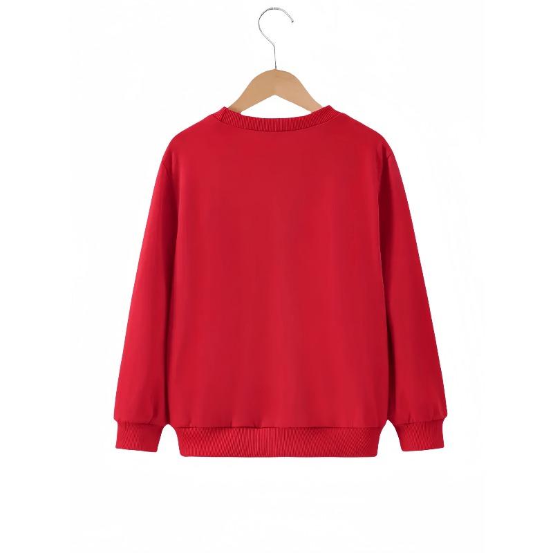 European sizes Casual Round Neck Sweatshirt with Subtle Random Print, Durable Casual Attire & Play