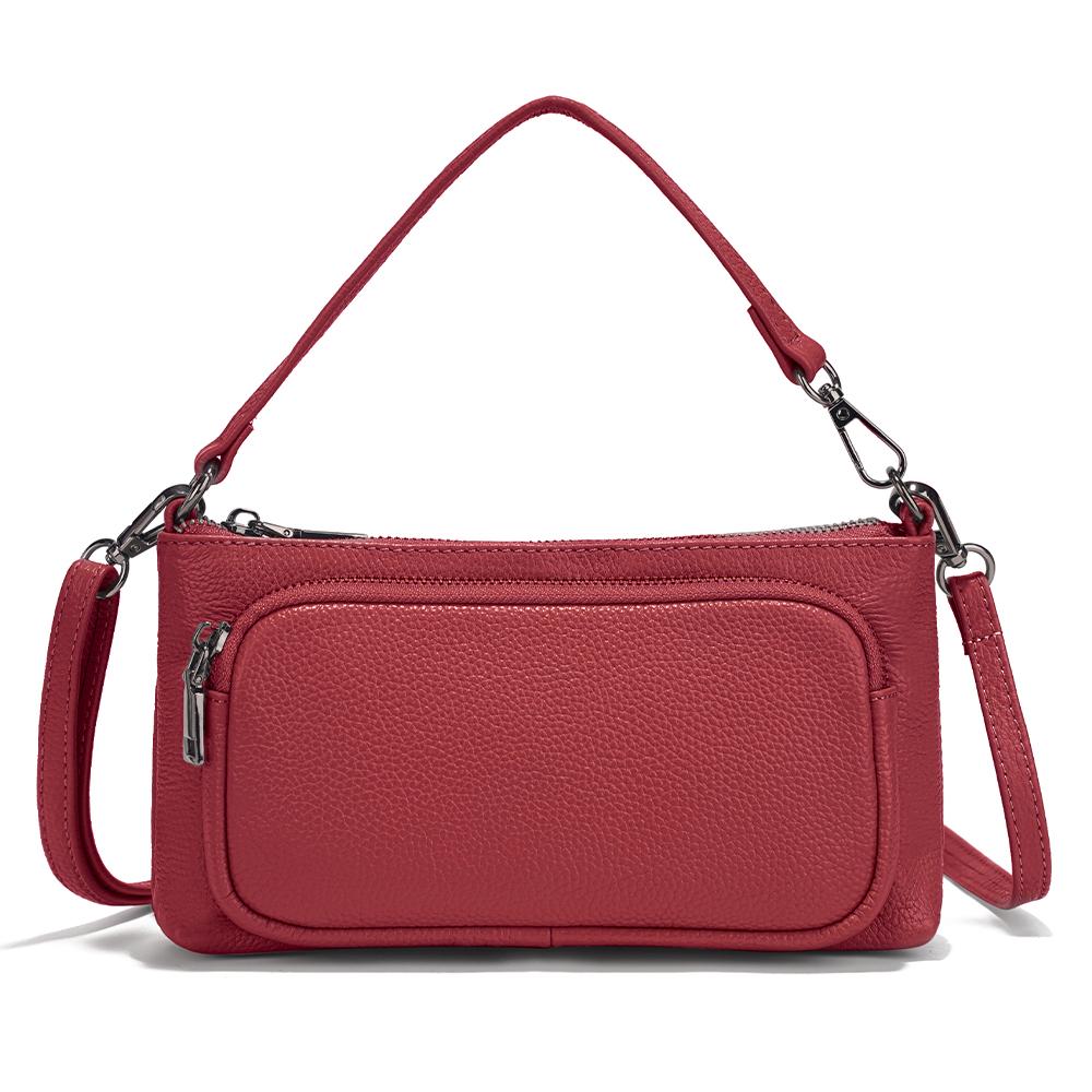 Zency Women's Minimalistic Shoulder Bag Crossbody Multi-pockets Leather Handbag