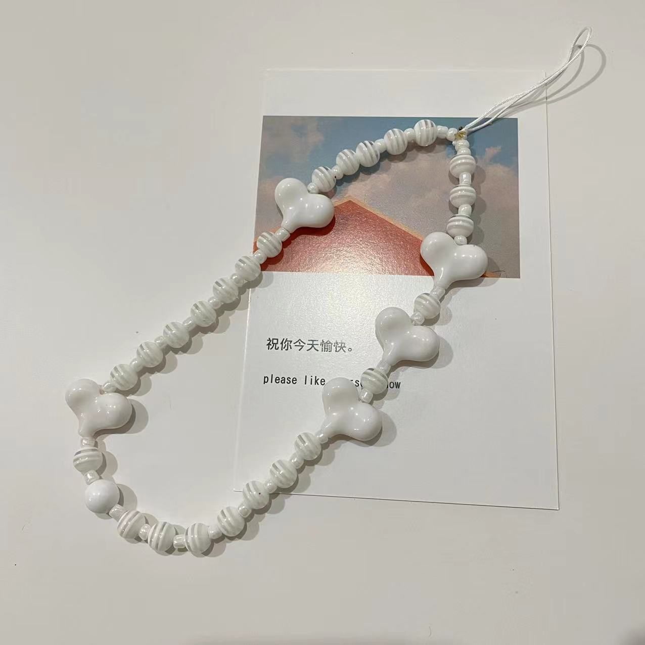 

Люблю вишитий бісером ланцюжок для мобільного телефону, чохол для мобільного телефону, шнурок, підвісний орнамент