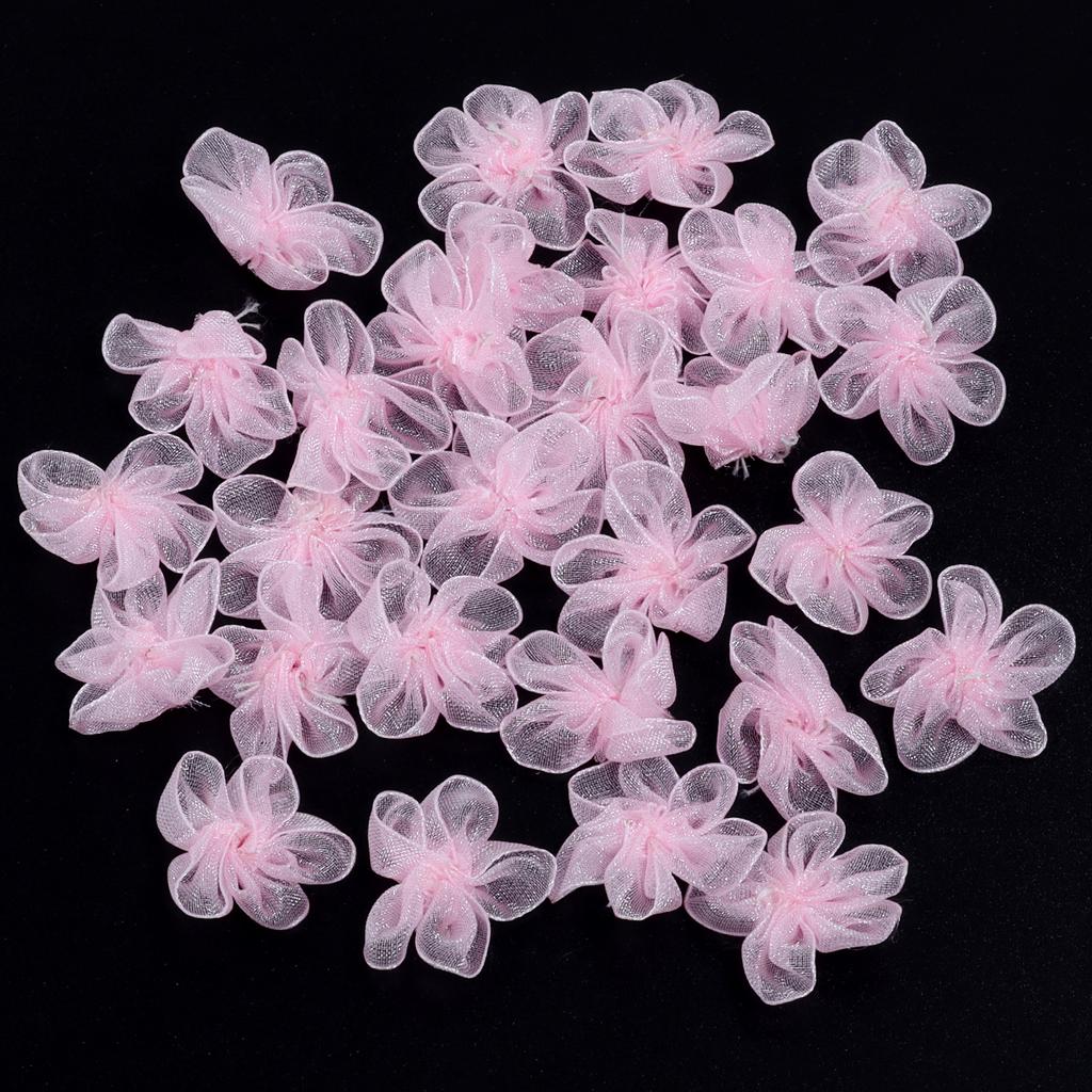 20pcs/lot 3cm Snow Gauze Fabric Flower Five Petals Plum Blossoms Artificial Flower For DIY Clothing Sewing Headwear Decoration