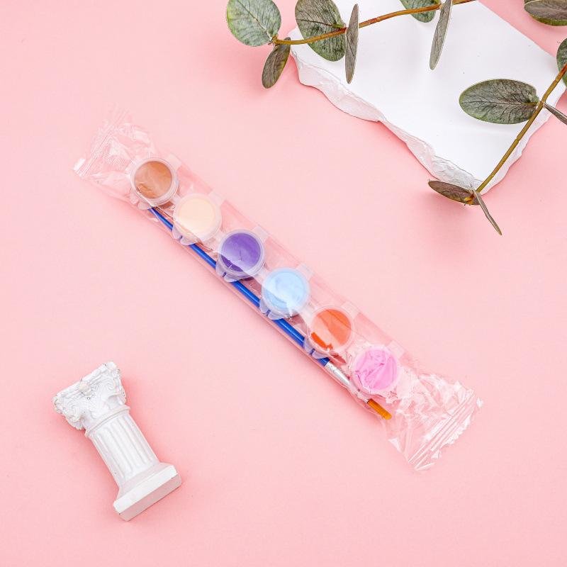 12-Color Acrylic Paint Strips with Plaster Doll for Kids DIY Graffiti, 3ml Each