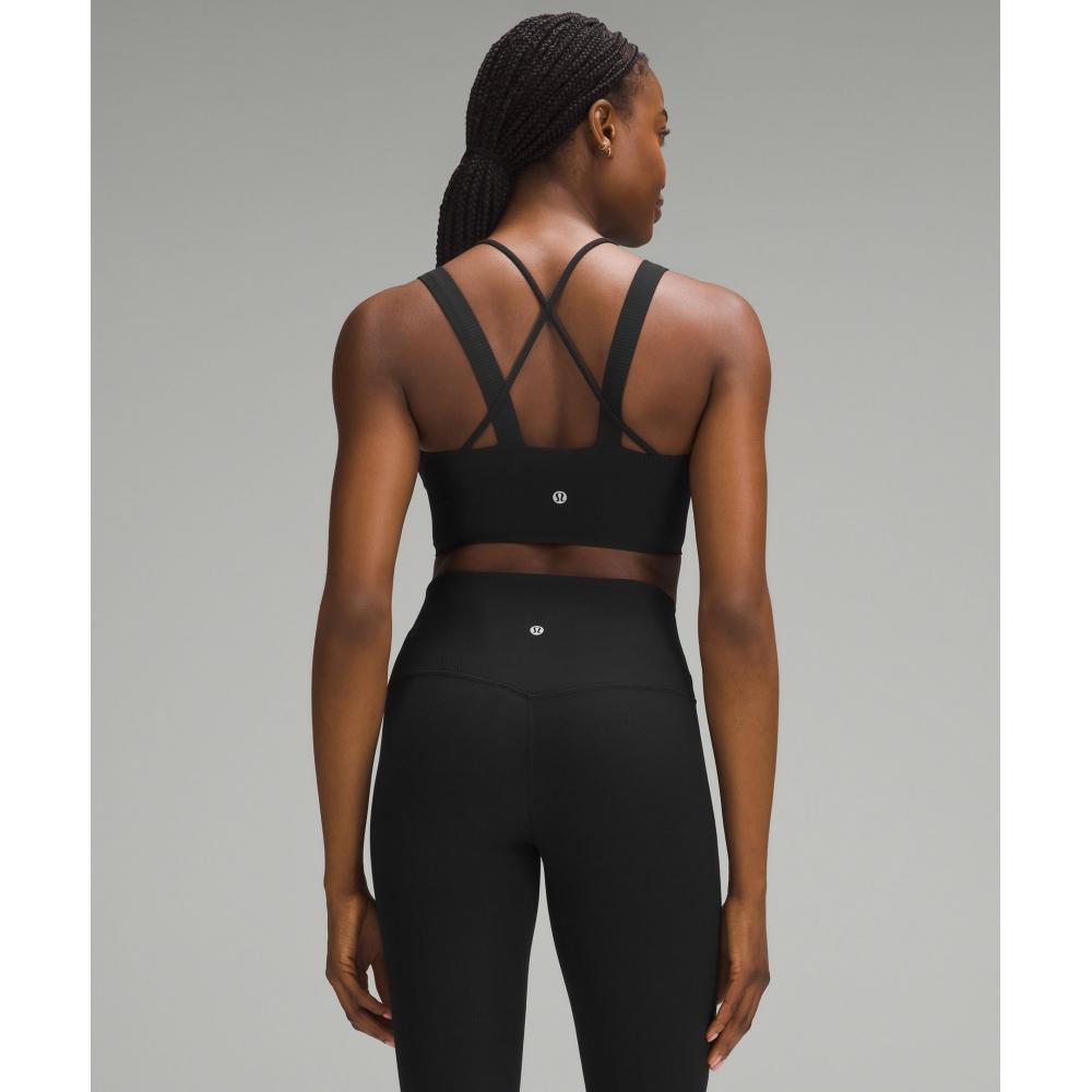 Lululemon Like A ClouD RibbeD Longline brA  Light Support  D DD Cup blAck