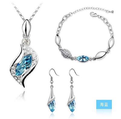 Neue Mode Kristall Halskette Armband Ohrringe Zirkon Sets für Frauen Conjuntos De Joyeria