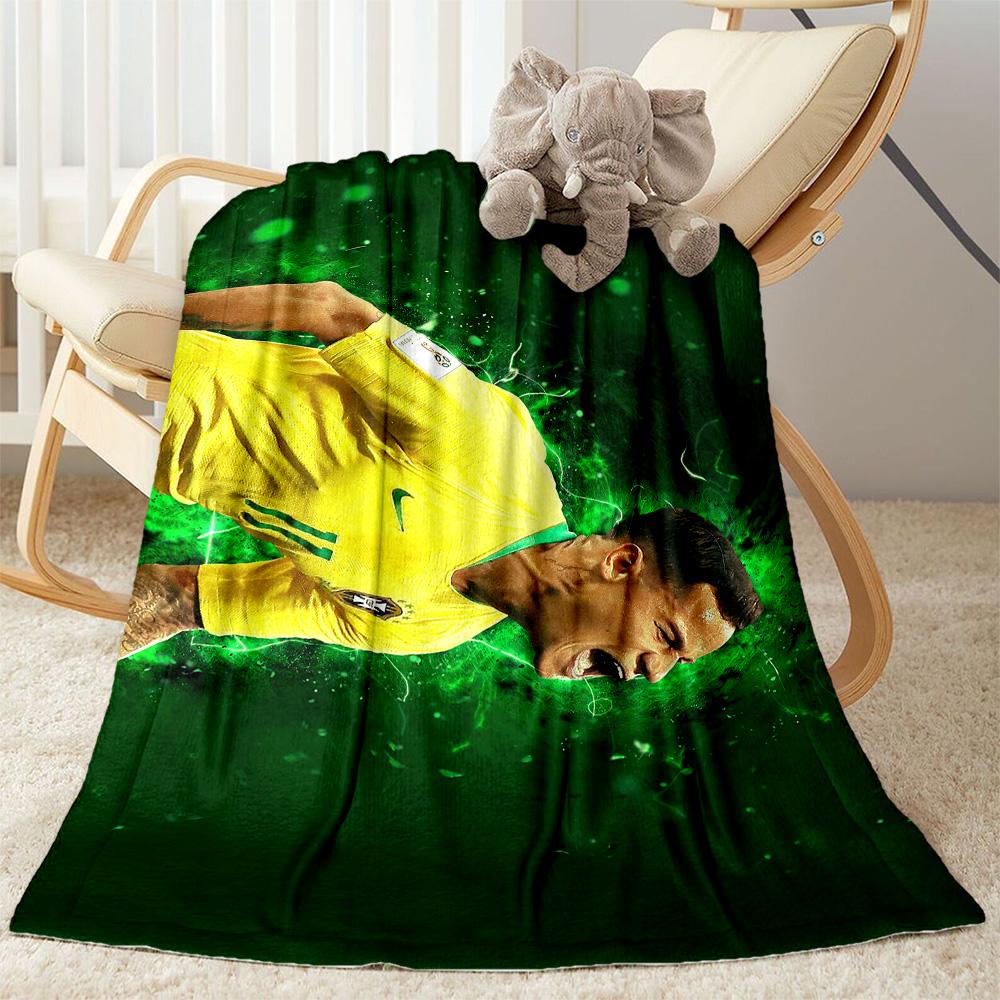 Brazilian Football Star Blanket Durable Comfort Suitable for Couch Office Chair Sofa for All Occasions Modern Best Holiday Gift for Friends Family