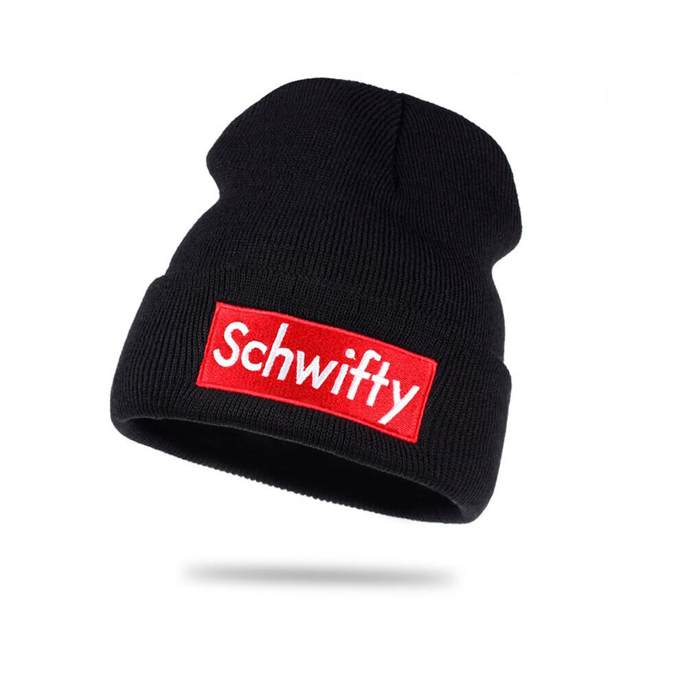 Schwifty Winter Embroidery Knitted Beanie Hat Skullies Hat Knit Letter Bonnet Outdoor Ski