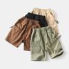 Boys' Pure Color Fifth Pants Children's Clothing Summer Kids Bermuda Shorts Baby Boys' Large Pocket Low Waist Washed Shorts