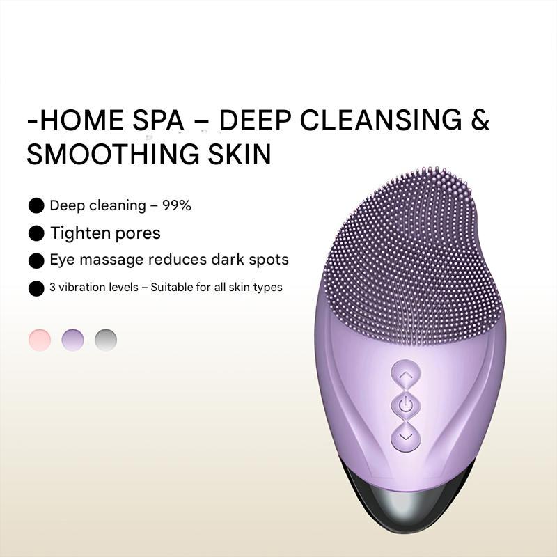 Facial Cleansing Electric Cleansing Brush Ultrasonic Silicone Facial Cleanser Deep Pore Cleansing Facial Skin Massager Cleaning
