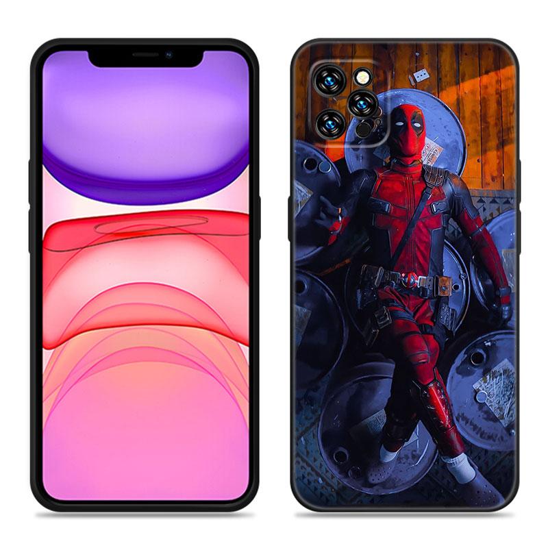Cool Deadpool Phone Case For Apple iPhone 12 13 Mini 11 14 15 Pro Max 7 8 Plus X XR XS SE 2020 2022 Black Silicone Case