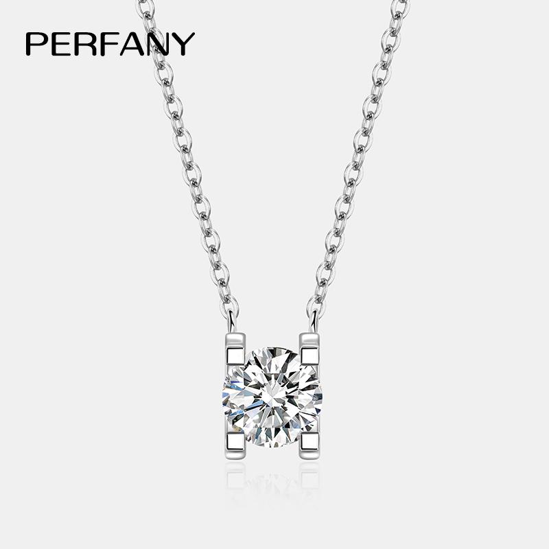 

PERFANY 0.5-2CT Moissanite Necklace for Women S925 Pure copper Classic Bull Head Laboratory Diamond Pendant Luxury Zircon 45cm&0.5CT-5mm