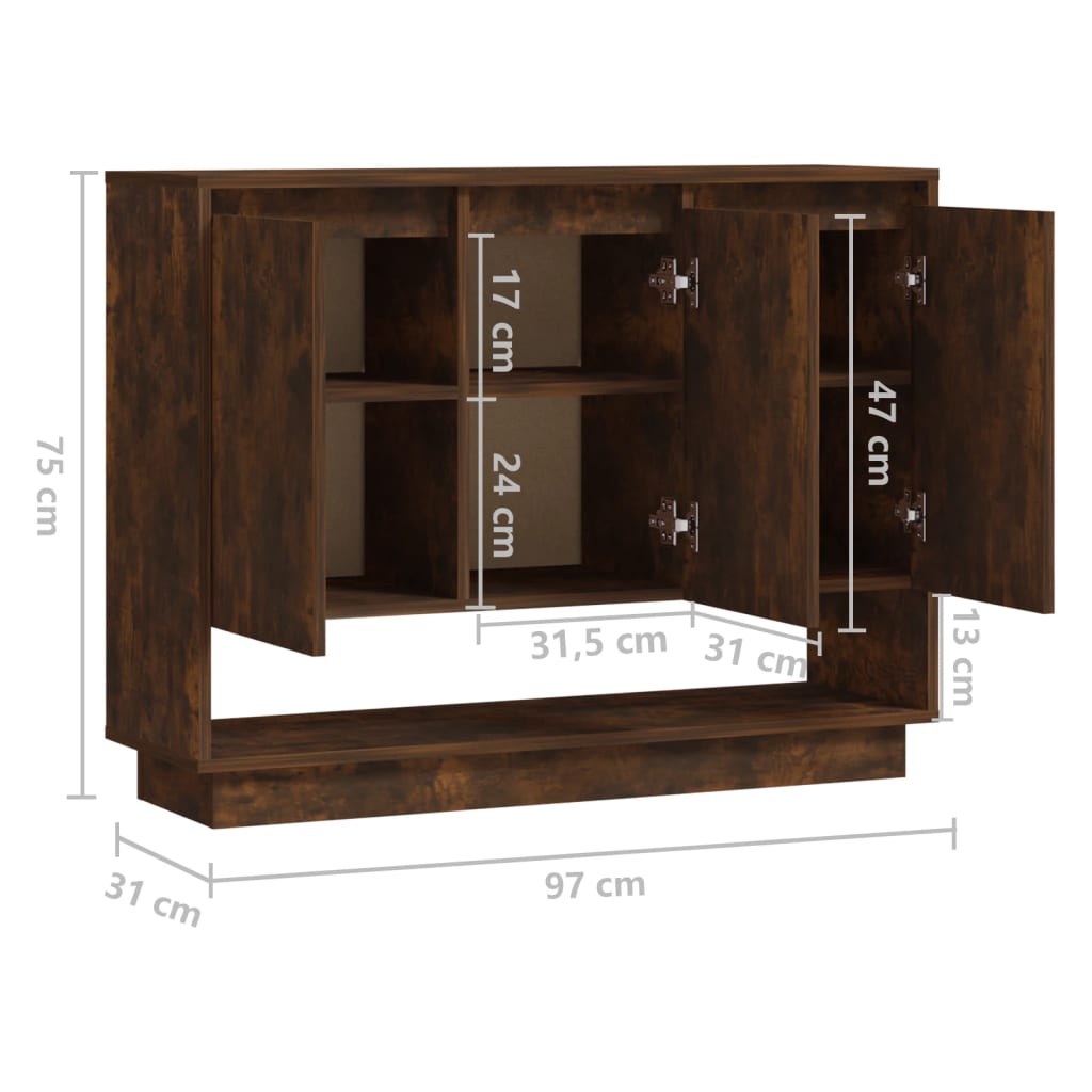 Sideboard Smoked Oak 97 x 31 x 75 cm Wood Based Material