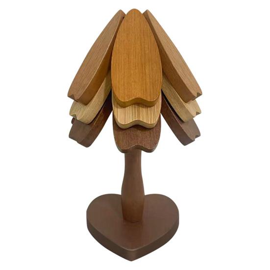 Tree-Shaped Coasters Wooden Trivet Mat Heat Resistant Coaster Multifunctional Pot Holder Kitchen Festive Ornament