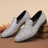 Nuovo Arrivo Moda Uomo Viola Argento Nero Abito con Paillettes Scarpe da Ufficio Business Fascino Maschile Matrimonio Festa Ballo Scarpe Piatte