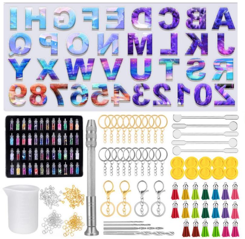 DIY Epoxy Resin Crystal Letter Silicone Set for Key Pendant Crafting