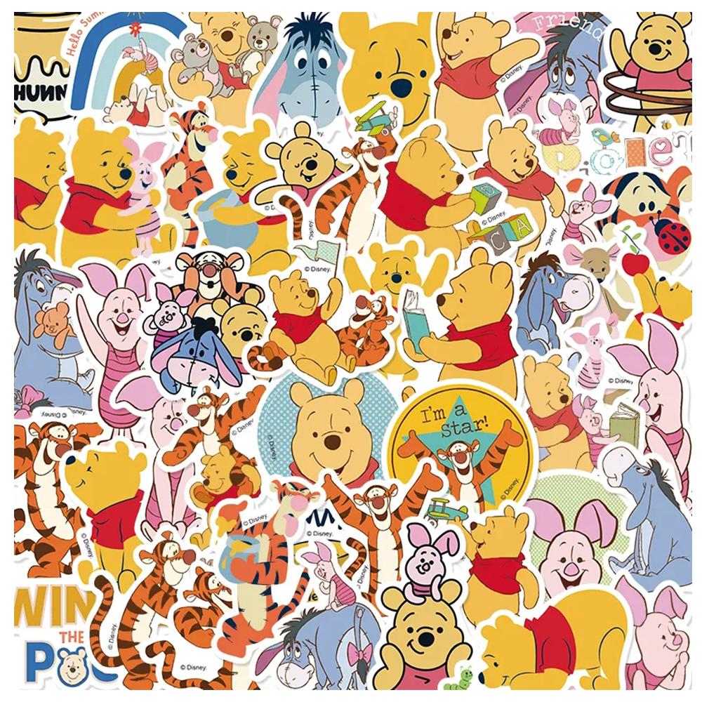50pcs Disney Cartoon Winnie The Pooh Stickers Winnie The Pooh Piggy Stickers for Luggage Laptop Waterproof Decal Gift 50pcs