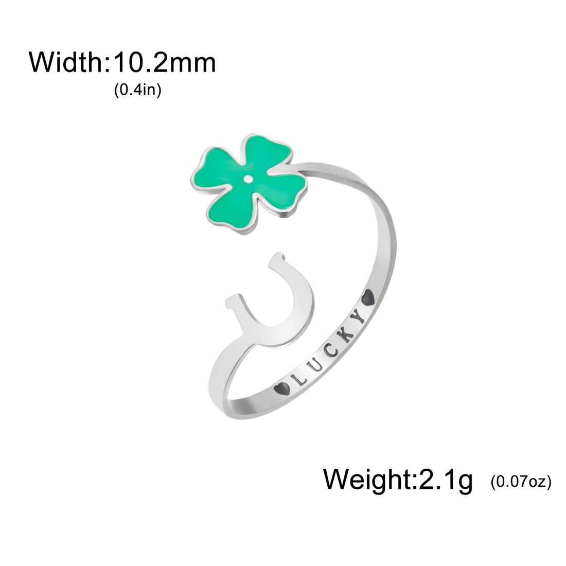 

Four Leaf Clover Horse Hoof Print Rings for Women Stainless Steel Fashion Adjustable Rings Birthday Party Jewelry Gifts resizable