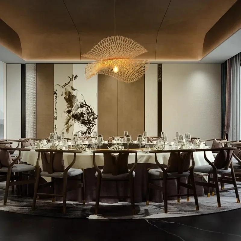 Led Rattan Natural Wicker Pendant Light Fixtures Weaven Hanging Lampshade for Living Room Bedroom Decorative Lighting Handcraft