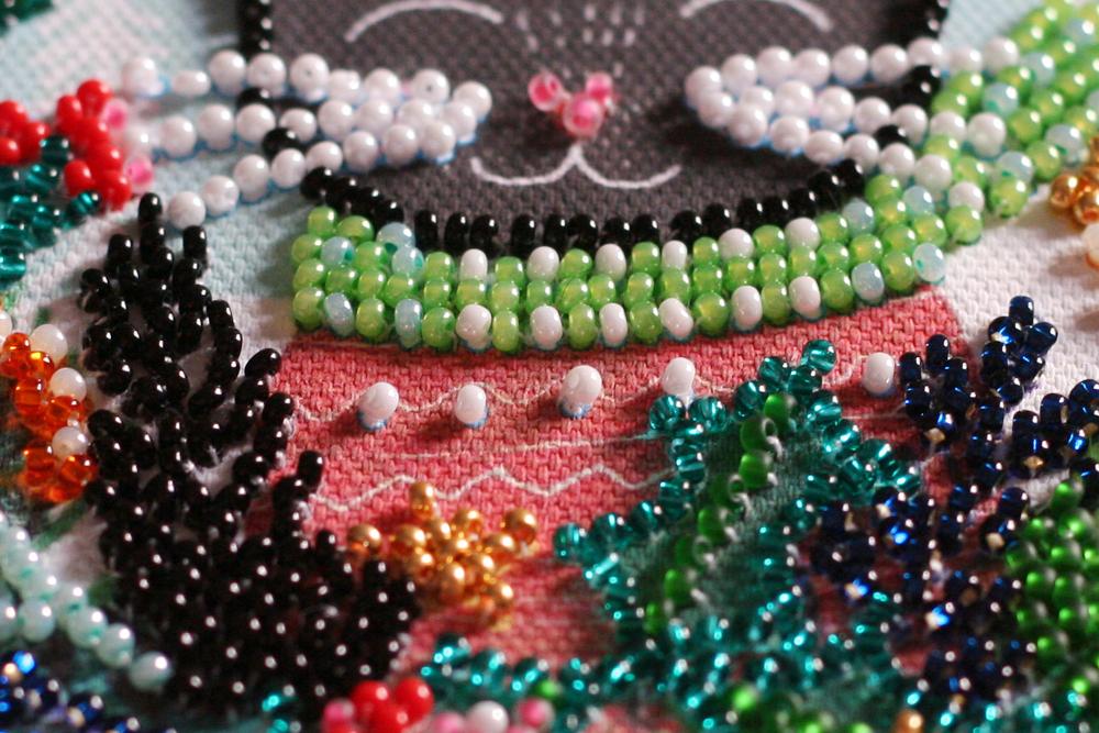 Mini Kit for Embroidery with Beads On Natural Artistic Canvas Abris Art New Year's Miracles