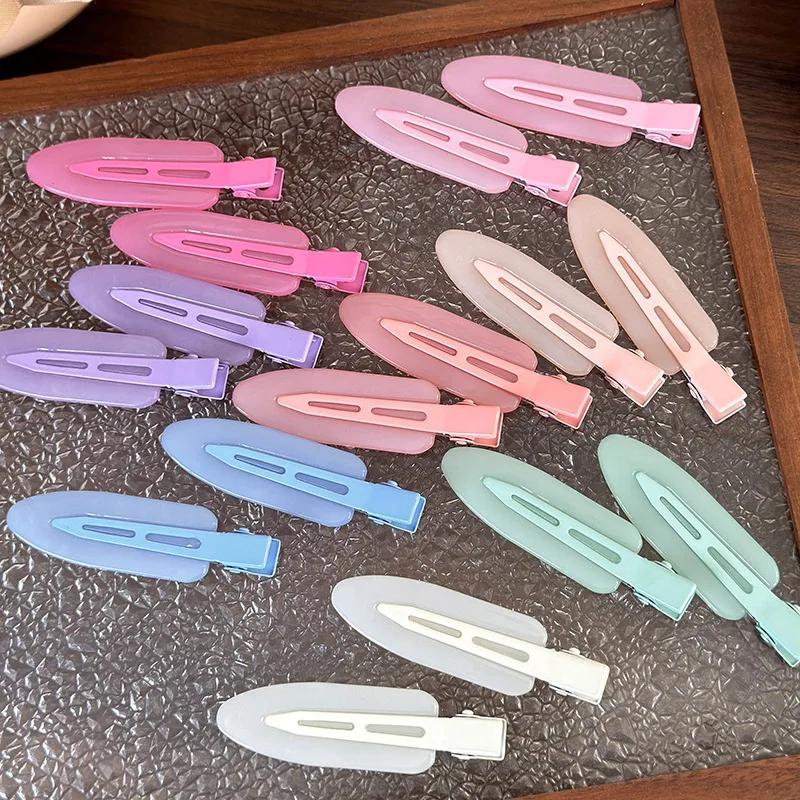 Fashion Jelly Color No Trace Hair Clip Frosted Duckbill Clip For Women Girls Traceless HairPins  Makeup Clip Barrettes Headdress
