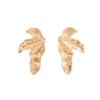Exaggerated Metal Leaf Texture Earrings: Irregular Pleated High-End Fashion Studs for Women