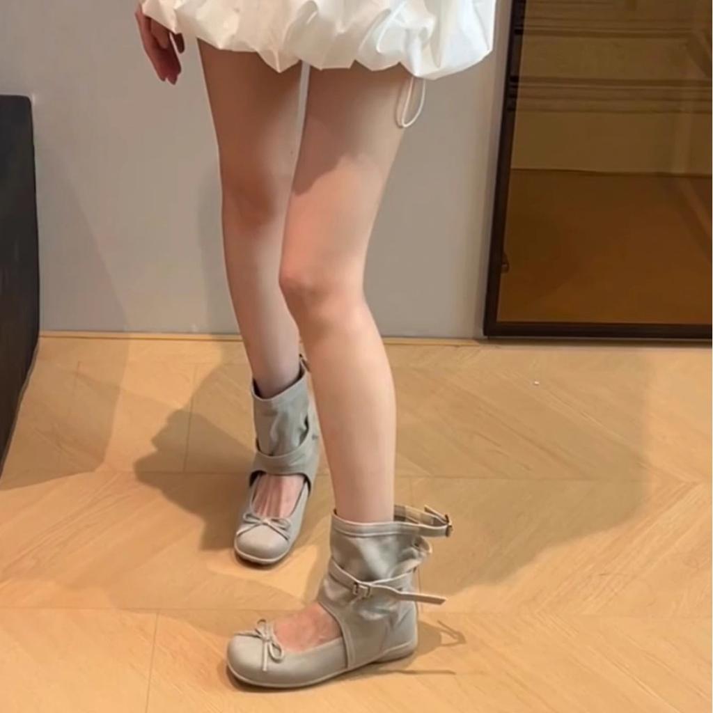 Ballet Cool Boots Women's New Summer Breathable Inner Height Increase Mary Jane Single Shoes Casual Versatile Short Boots