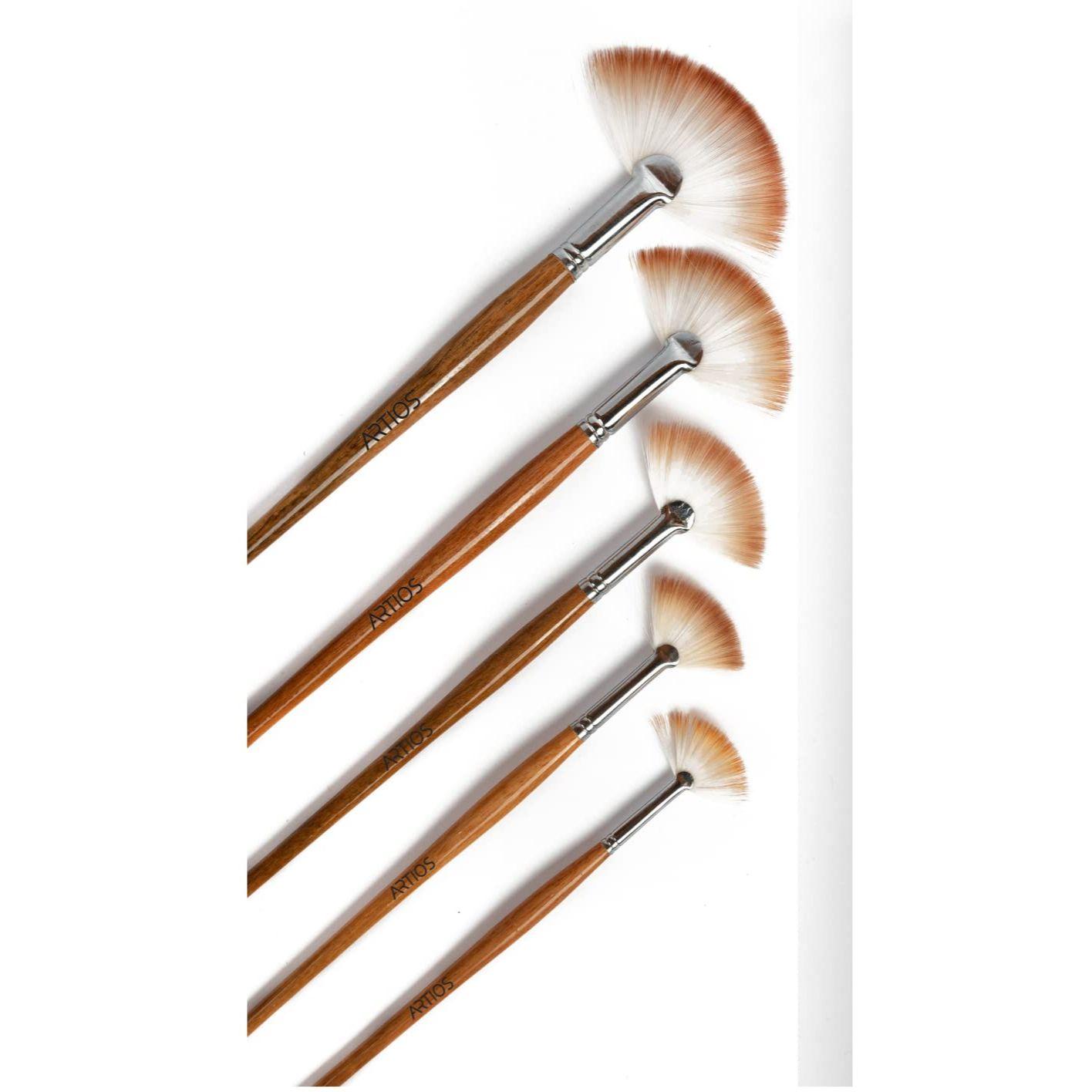 

Набор веерных кистей/Набор профессиональных кистей ручной работы для рисования акрилом, акварелью и гуашью с подставкой для кистей