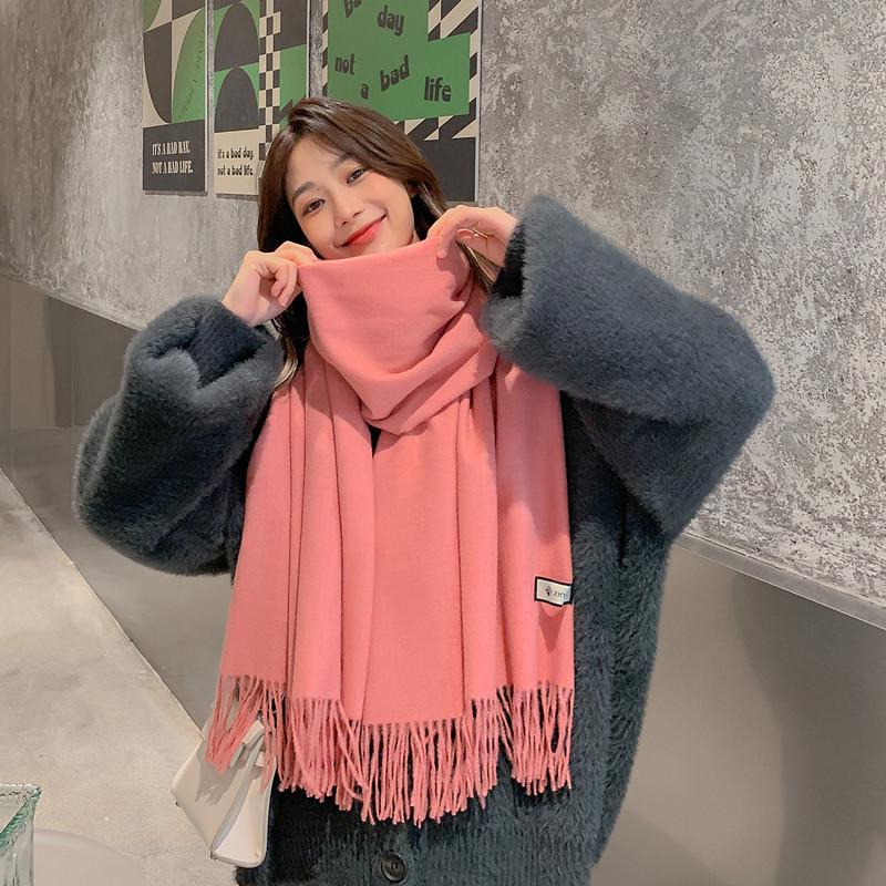Women s Faux Cashmere Winter Scarf: 2026 New Style Red Shawl, Warm Solid Color 200x70cm