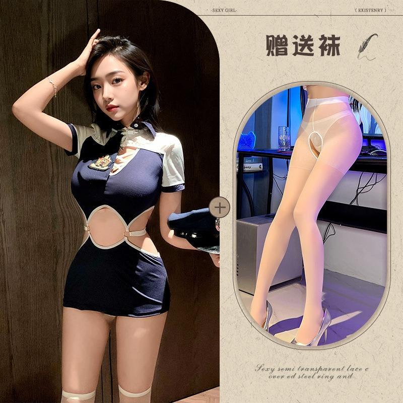 Sexy lingerie sexy policewoman cos uniform seduction instructor small breasts and thin mood hip-wrapped onesie suit