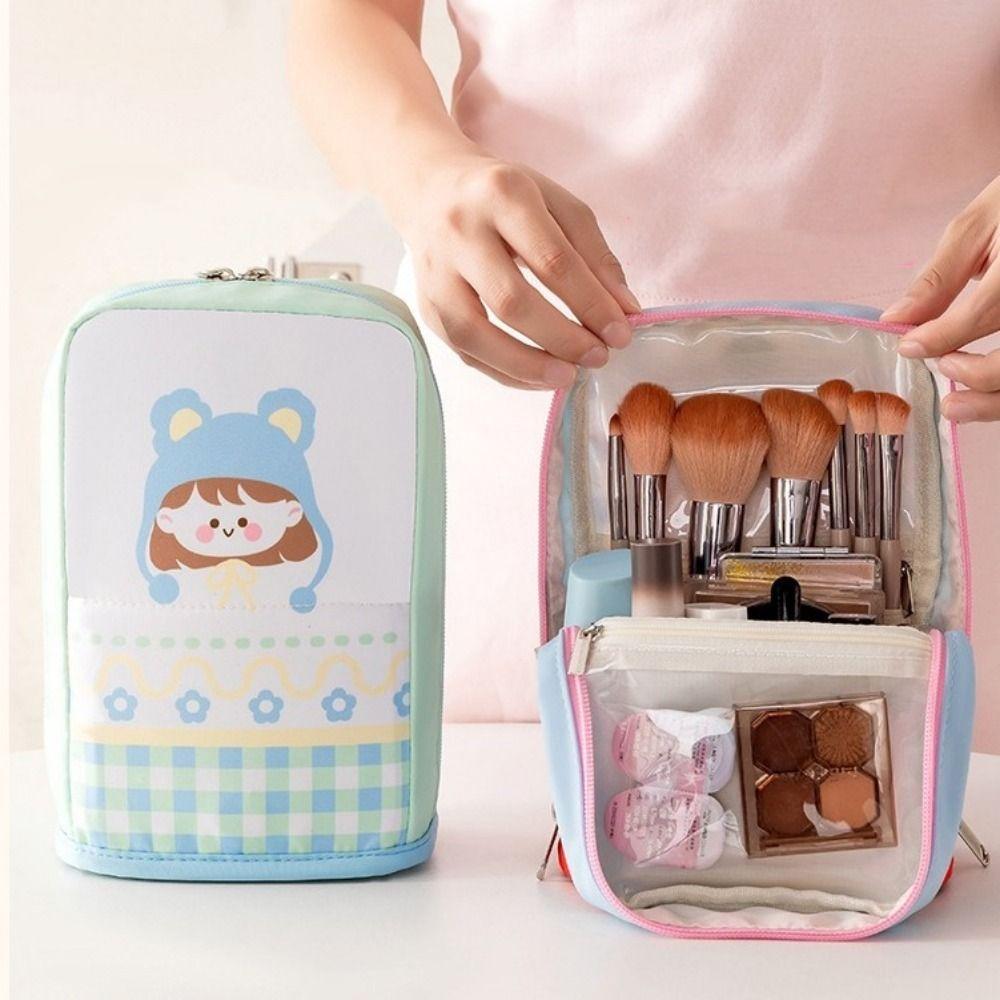 Oxford Cloth Standing Cosmetic Pouch Dust-proof Makeup Brush Holder Makeup Organizer  Pen Storage