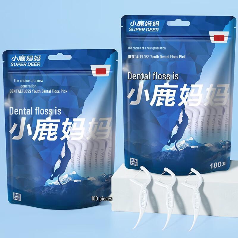 FAWNMUM Double Line Dental Floss Sticks