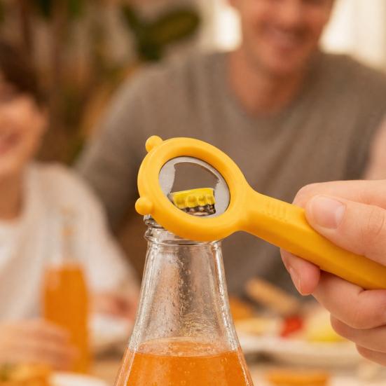 Cute Bear Bottle Opener, Stainless Steel Beer Cap Remover with Non Slip Handle, Portable Kitchen Bar Tool for Soda, Gift for Men Women
