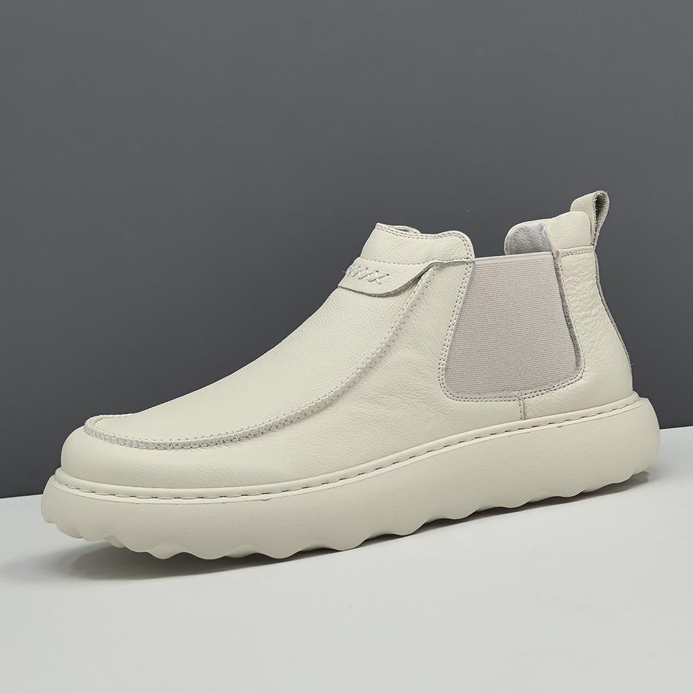 Leather autumn new casual leather boots platform high top board shoes side zipper Chelsea boots 38