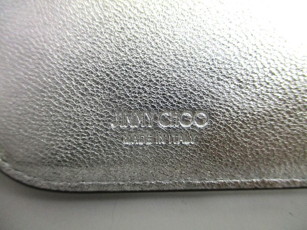 Authentic Jimmy Choo Silver Leather Bifold Wallet COMPACTZIPWALLWTGTO #b152  Open box