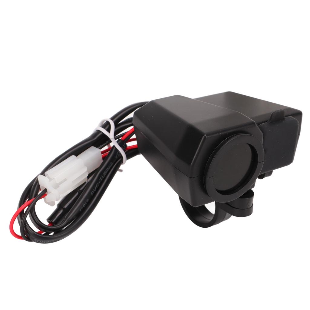 Motorcycle Handlebar Charger ABS with Voltage and Temperature Digital Display Motorbike Power Supply Socket for Riding